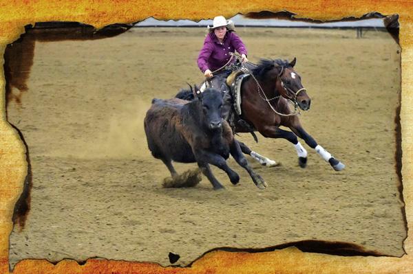 Sidney competes in the Reined Cow Horse event on her horse, Benny.  
Photo Credit: Craig Maley