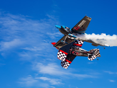 Melissa Burns and Skip Stewart performing with their aircrafts. Together they will be headlining this year’s show.